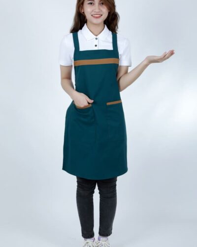 Tạp dề yếm kaki may sẵn xanh cổ vịt