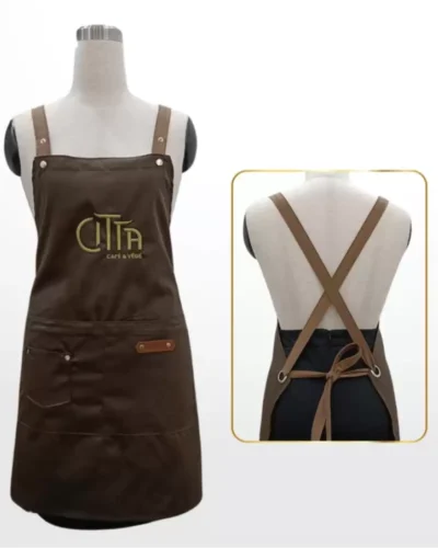 Tạp dề yếm màu nâu đậm có thiết kế hoàn hảo