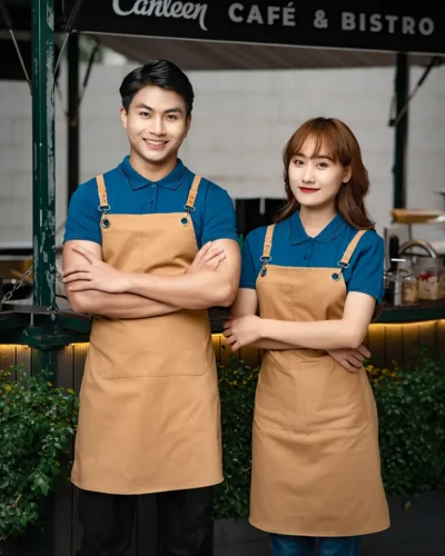 Mẫu Tạp Dề Yếm Màu Be Nhiều Túi Đa Năng