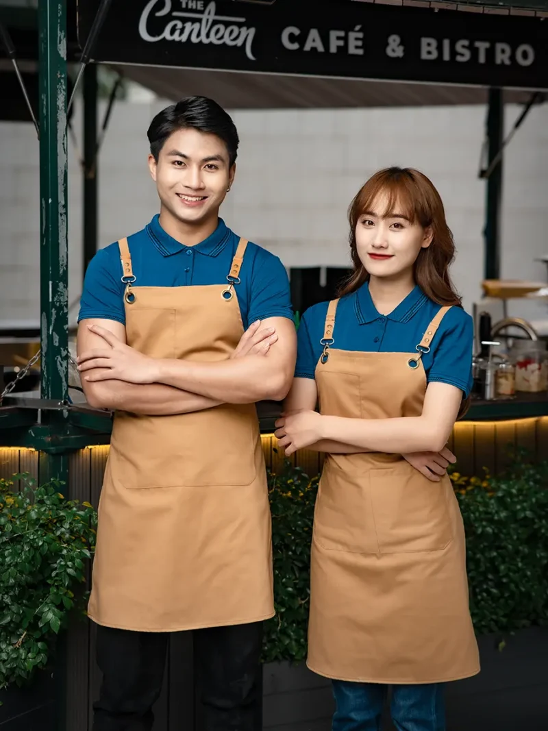 Mẫu Tạp Dề Yếm Màu Be Nhiều Túi Đa Năng