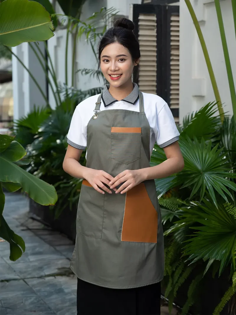 Mẫu tạp dề yếm vải kaki dành cho quán cà phê chuẩn form