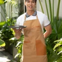Mẫu tạp dề yếm vải kaki dành cho quán cà phê dễ vệ sinh