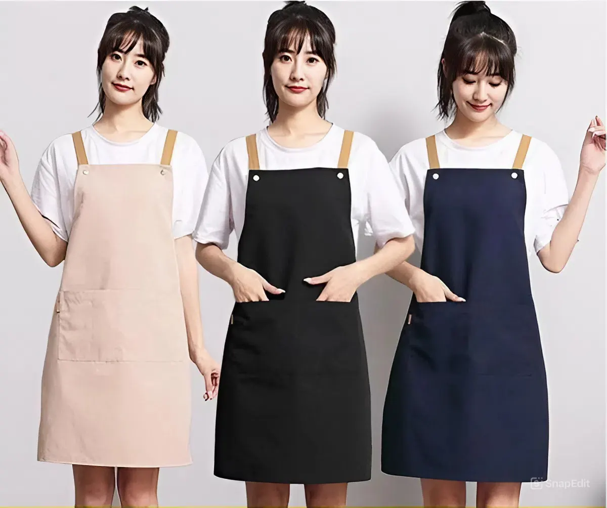 Mẫu tạp dề lớp học mỹ thuật vải cotton pha