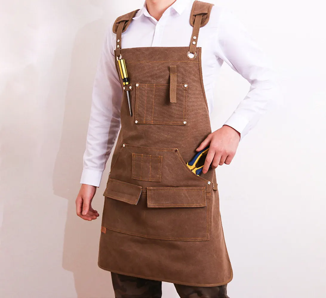 Mẫu tạp dề vải kaki/polyester chống thấm nhẹ