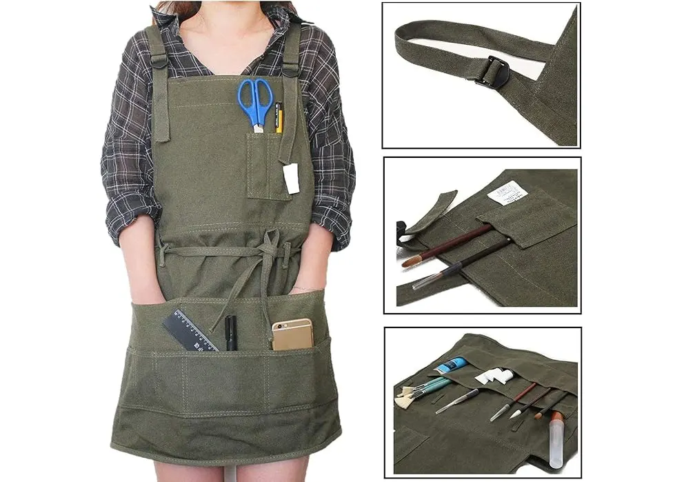 Tạp dề có túi đựng dụng cụ tiện lợi